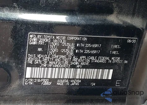 2021 Toyota Rav4 Le z USA, uszkodzony, nr VIN JTMF1RFV4MD069013